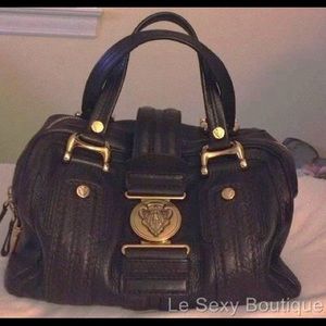 Amazing Black Leather Gucci Satchel Handbag Purse